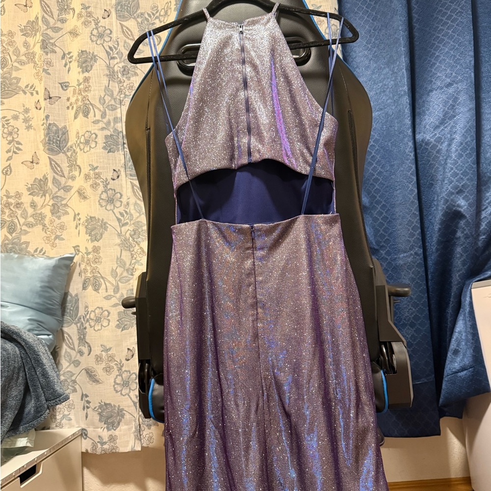 David's Bridal Glittering Purple Prom Dress - Picture 4 of 5